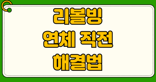 리볼빙 연체 직전 갈아타기 방법 신용점수 하락 방어 수수료 비교 카드값